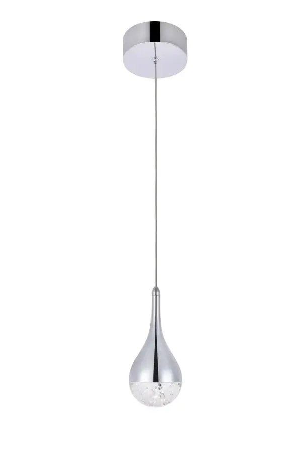 As pure and beautiful as its looks, the Amherst Collection offers a sparkle and sense of luxury that other types of lighting just cannot duplicate. Timeless and sophisticated, this collection is exquisite in any décor. This collection is avialable in mulitple sizes. Collection: Amherst Rooms: kitchen, bar, living room Finish: chrome Crystal: clear Width: 5.00" Height: 9.00" Length: 5.00" Weight: 3.00 lb Chain: 70.9`` Wire: 71" clear Canopy: 4.9"x1.77" Bulbs Included Number of Bulbs: 1 Maximum Wattage: 5.00 W Bulb Type: LED Bulb Base: Integrated Light Source: LED Light Output: 400.00 lm Color Temperature: 3000 K Dimmable Rated Average Life: 30000 Voltage: 115.00 V Material: iron, aluminum, and crystal Country of Origin: China Safety Listing: ETL Safety Rating: Dry Title 20 LED Manufacturer Warranty: 3 year limited