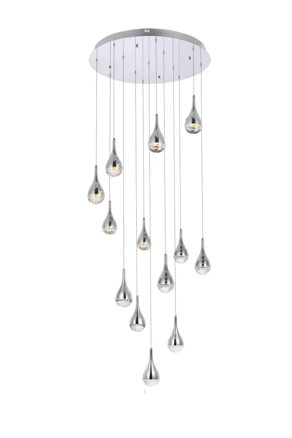 Specification Sheet
Dimensions
Chain/Rod Length: 89"
Length: 30"
Width: 30"
Height: 9"
Maximum Height: 99"
Wire Length: 89"
Specifications
Assembly Required: No
Average Life (Hours): 20000
Bulb Included: Yes
Color Temperature: 3000K
CRI: 80
Crystal/Glass Color: Clear
Dimmable: Yes
Distressed Finish: No
Dry/Wet/Damp: Dry
ETL: Yes
Finish (Color): Chrome
Fixture Material: Iron and Glass
Hardware Finish: Chrome
Harware Material: Iron
Lumens: 5200
Max/Nominal Watt: 65W
Number of Lights: 13
Product Shape: Round
Product Type: Chandeliers
Product Warranty: 1 year limited
Socket Type: LED
UL & ULC Standard: No
Voltage: 110V - 125V
Wattage/Bulb: 5W
Watts: 5
Weight: 47
Wire Included: Yes
Shipment type: small parcel
US Shipping Cost: $42.00