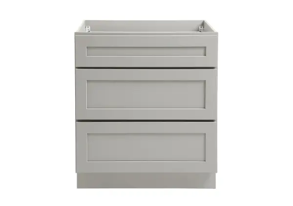 Installation Manual
Specification Sheet
Dimensions
Length: 30"
Width: 24"
Height: 34.5"
Specifications
Assembly Required: Yes
Distressed Finish: No
Finish (Color): Grey
Rubberwood and Plywood
Product Shape: Rectangle
Product Type: Kitchen Drawer Base Cabinet
Product Warranty: 1 year limited
Weight: 101.4
Wire Included: No
Wood Type: Rubberwood
Shipment type: Small Parcel
Drawers
Drawers Included: Yes
Number of Drawers: 3