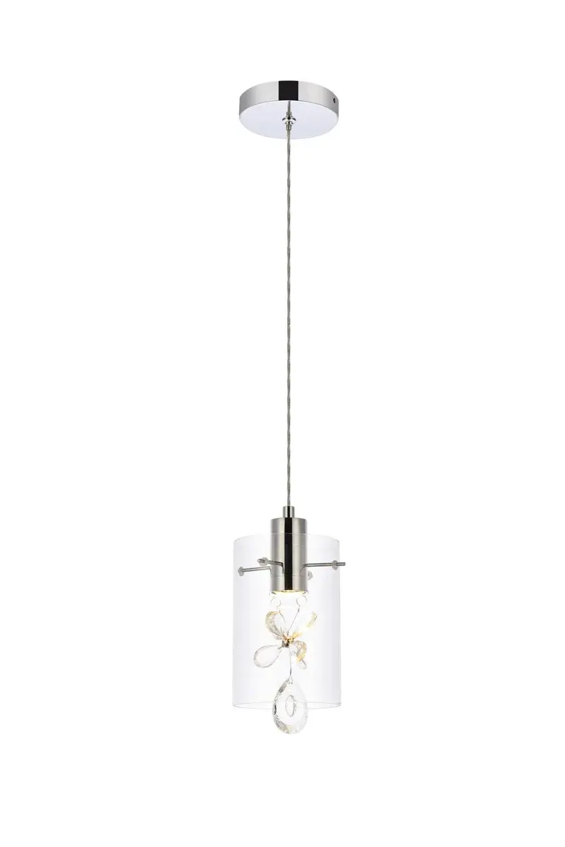 Hana LED Crystal Mini Pendant in Chrome
