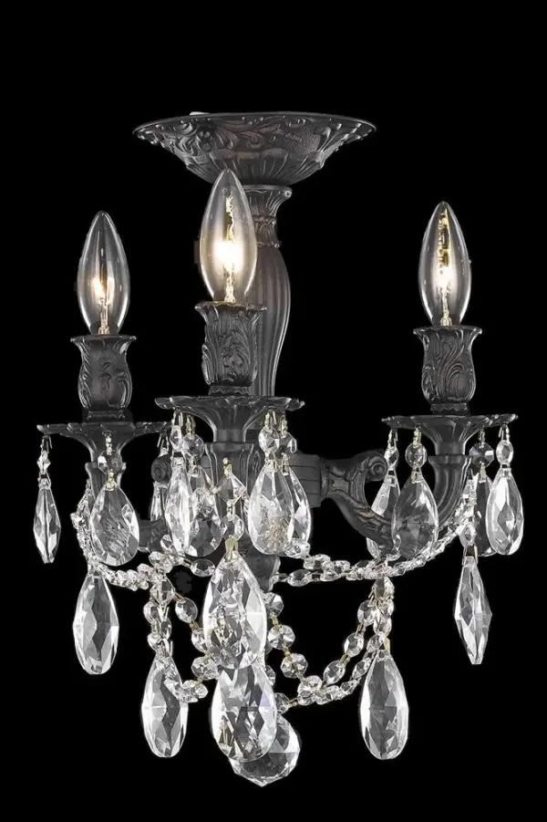 Notes: Royal Crystal Width: 13.00" Height: 14.00" Weight: 7.00 lb Number of Bulbs: 3 Bulb Type: Candelabra