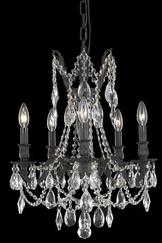 Notes: Royal Crystal Width: 18.00" Height: 19.00" Weight: 10.00 lb Number of Bulbs: 5 Bulb Type: Candelabra