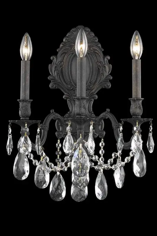 Notes: Royal Crystal Width: 14.00" Height: 18.00" Weight: 10.00 lb Number of Bulbs: 3 Bulb Type: Candelabra