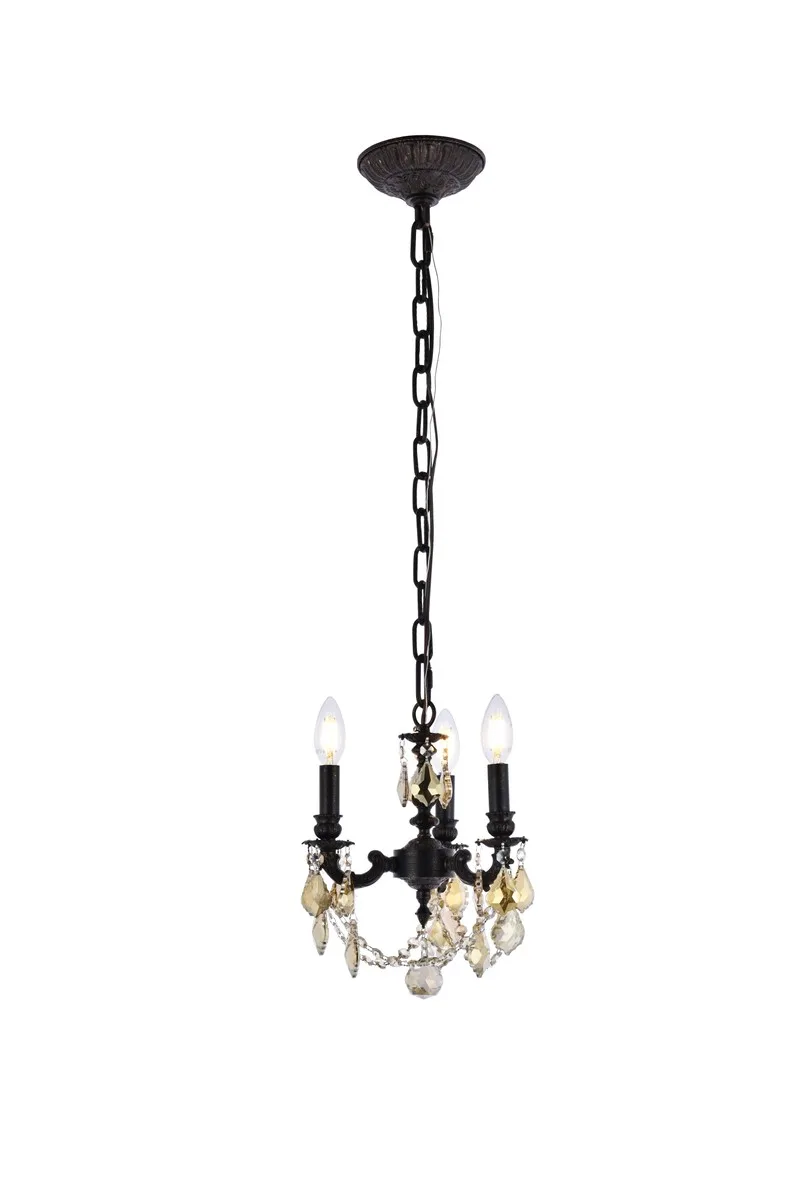Lillie Three Light Pendant in Dark Bronze