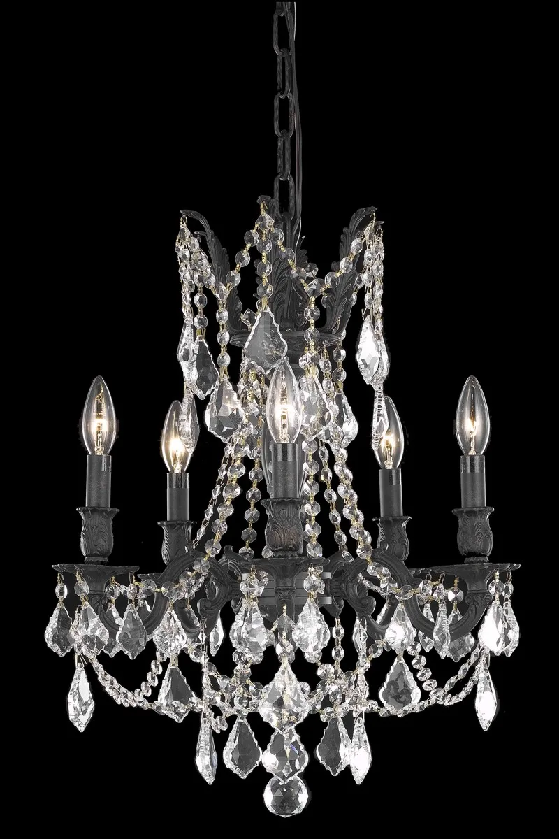 Rosalia Five Light Pendant in Dark Bronze