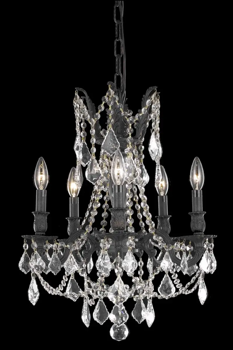 Rosalia 5-Light Crystal Chandelier in Dark Bronze