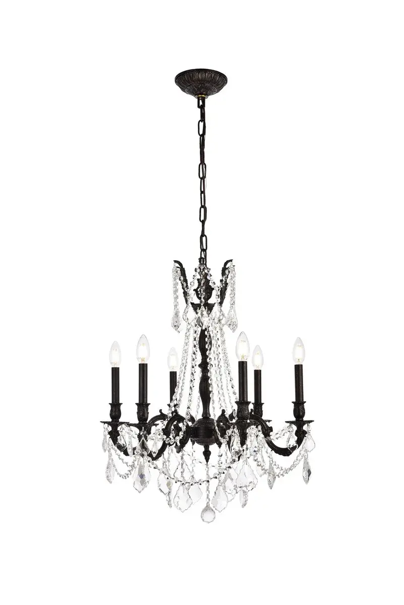 Rosalia 6-Light Crystal Chandelier in Dark Bronze