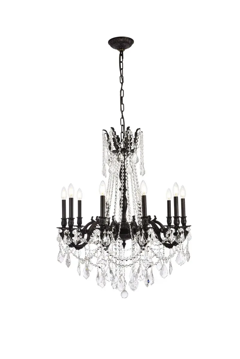 Rosalia 10-Light Crystal Chandelier in Dark Bronze