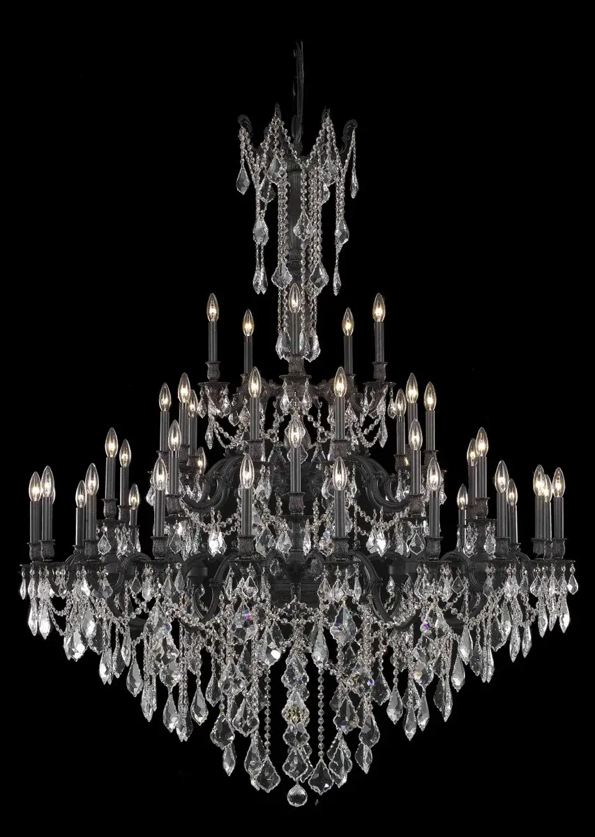 Rosalia 45-Light Empire Chandelier in Dark Bronze with Clear Crystal
