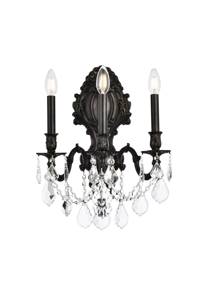 Monarch Three Light Wall Sconce in Dark Bronze