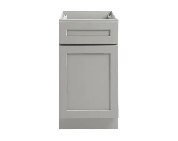 Installation Manual
Specification Sheet
Dimensions
Length: 18"
Width: 24"
Height: 34.5"
Specifications
Assembly Required: Yes
Distressed Finish: No
Finish (Color): Grey
Rubberwood and Plywood
Product Shape: Rectangle
Product Type: Kitchen Base Cabinet
Product Warranty: 1 year limited
Weight: 50.1
Wire Included: No
Wood Type: Rubberwood
Shipment type: Small Parcel
Drawers
Drawers Included: Yes
Number of Drawers: 1
Shelves
Number of Shelves: 1