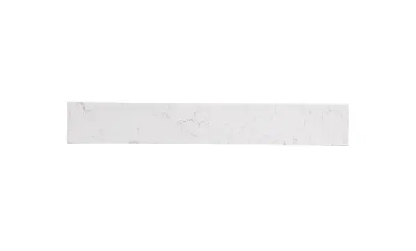 30 inch Backsplash in calacatta white designed to protect your bathroom walls from splashes and stains. Rooms: Bathroom Finish: Calacatta White Width: 0.71" Height: 3.94" Length: 30.00" Weight: 7.00 lb Material: Engineered stone Country of Origin: China Manufacturer Warranty: 1 year limited