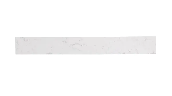 32 inch Backsplash in calacatta white designed to protect your bathroom walls from splashes and stains. Rooms: Bathroom Finish: Calacatta White Width: 0.71" Height: 3.94" Length: 32.00" Weight: 8.00 lb Material: Engineered stone Country of Origin: China Manufacturer Warranty: 1 year limited