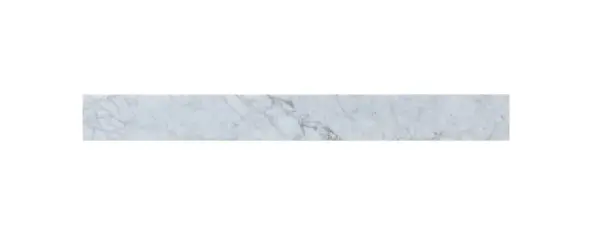 36 inch backsplash in carrara white designed to protect your bathroom walls from splashes and stains. Rooms: Bathroom Finish: Carrara White Width: 0.75" Height: 4.00" Length: 36.00" Weight: 10.00 lb Material: Marble Country of Origin: Vietnam Manufacturer Warranty: 1 year limited