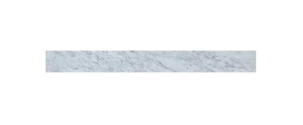 40 inch backsplash in carrara white designed to protect your bathroom walls from splashes and stains. Rooms: Bathroom Finish: Carrara White Width: 0.75" Height: 4.00" Length: 40.00" Weight: 11.00 lb Material: Marble Country of Origin: Vietnam Manufacturer Warranty: 1 year limited