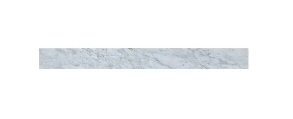 42 inch backsplash in carrara white designed to protect your bathroom walls from splashes and stains. Rooms: Bathroom Finish: Carrara White Width: 0.75" Height: 4.00" Length: 42.00" Weight: 12.00 lb Material: Marble Country of Origin: Vietnam Manufacturer Warranty: 1 year limited