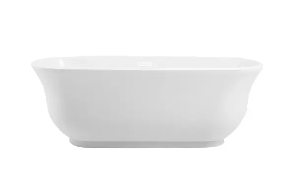 This freestanding soaking tub delivers a premium bathing experience with its ergonomic curves and durable acrylic construction. The glossy white finish resists stains and scratches while maintaining its bright appearance over time.