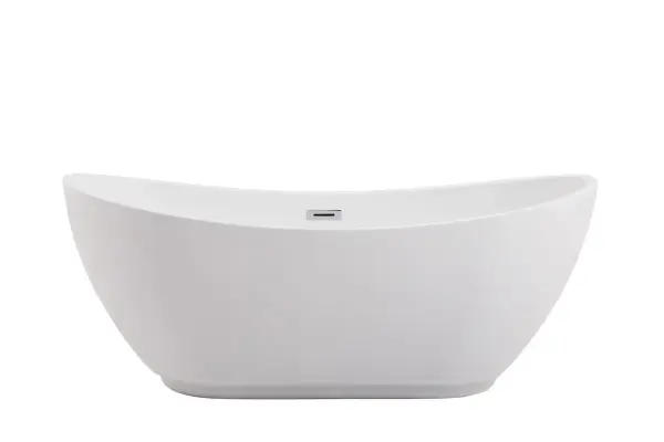 The curvature of this 62" slipper style bath tub allows for comfortable seating--and wouldn't you want to be as comfortable as possible while having a relaxing soak? The glossy white finish adds peaceful modernity to any bathroom--discard all your worries and bathe in elegance. Collection: Ines Rooms: bathroom Finish: glossy white Width: 28.30" Height: 24.00" Length: 62.00" Weight: 70.00 lb Extension from Wall: 16.50" Material: Iron and nylon and fiberglass Country of Origin: China Manufacturer Warranty: 1 year limited Spec Sheet