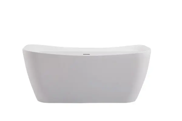 Take a soak in this spacious 59" free-standing bath tub and unwind from a stressful day. The glossy white exterior creates a contemporary sophistication, while the rectangle shape makes it a versatile fit for any room. You'll soon be wanting to take a relaxing warm bath every day! Collection: Harrieta Rooms: bathroom Finish: glossy white Width: 30.70" Height: 25.00" Length: 59.00" Weight: 88.00 lb Extension from Wall: 17.00" Material: Iron and nylon and fiberglass Country of Origin: China Manufacturer Warranty: 1 year limited Spec Sheet