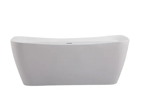 Take a soak in this spacious 67" free-standing bath tub and unwind from a stressful day. The glossy white exterior creates a contemporary sophistication, while the rectangle shape makes it a versatile fit for any room. You'll soon be wanting to take a relaxing warm bath every day! Collection: Harrieta Rooms: bathroom Finish: glossy white Width: 30.70" Height: 25.50" Length: 67.00" Weight: 99.00 lb Extension from Wall: 17.00" Material: Iron and nylon and fiberglass Country of Origin: China Manufacturer Warranty: 1 year limited Spec Sheet