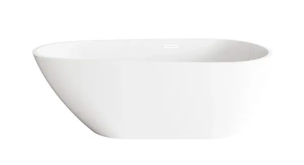This elongated freestanding bathtub combines modern sophistication with organic curves, offering a 15-inch soaking depth and generous capacity. The smooth rounded rim provides comfortable arm support for extended relaxation sessions.