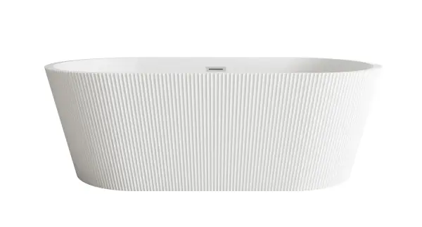 This Bryant soaking tub combines contemporary style with luxurious comfort. The vertical fluted texture adds visual interest while the 15-inch soaking depth and generous 67-inch length provide ample space for relaxation.