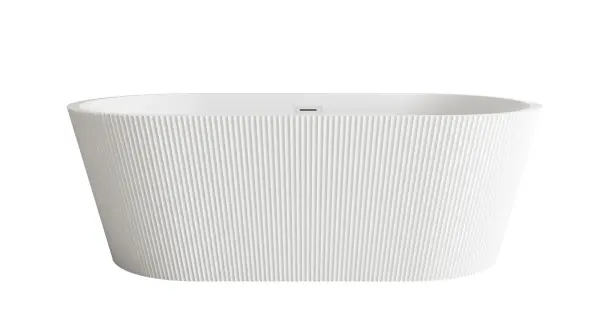 This sophisticated freestanding tub combines striking vertical fluted texture with practical luxury. The 15-inch soaking depth and generous 67-inch length deliver spa-like relaxation, while customizable drain finishes let you match your bathroom aesthetic.