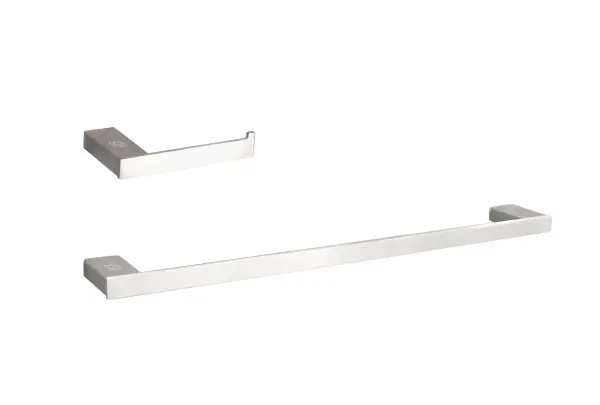 This 2-piece bathroom hardware set combines functionality with contemporary style. The brushed nickel finish resists corrosion and scratches, while the open-ended toilet paper holder design simplifies roll changes.