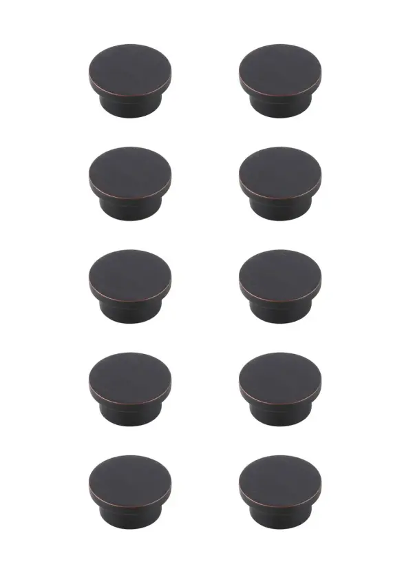 These substantial 1.6-inch round knobs deliver traditional elegance with oil-rubbed bronze finish. The multipack format and included mounting hardware make cabinet refreshes efficient and cost-effective.