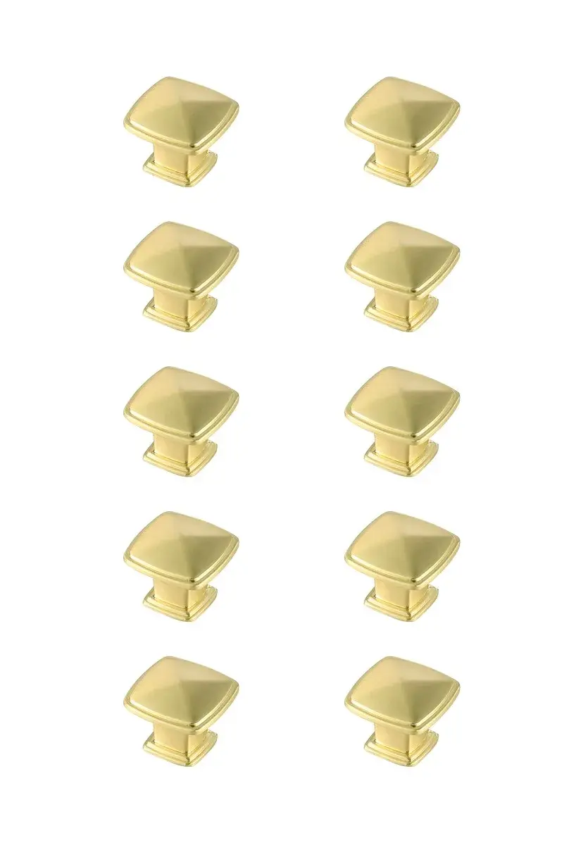 Marcel Square Drawer Knob Multipack in Brushed Gold (Set of 10)