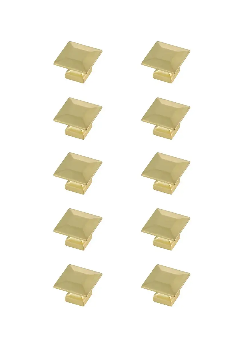 Cecil Square Drawer Knob Multipack in Brushed Gold (Set of 10)