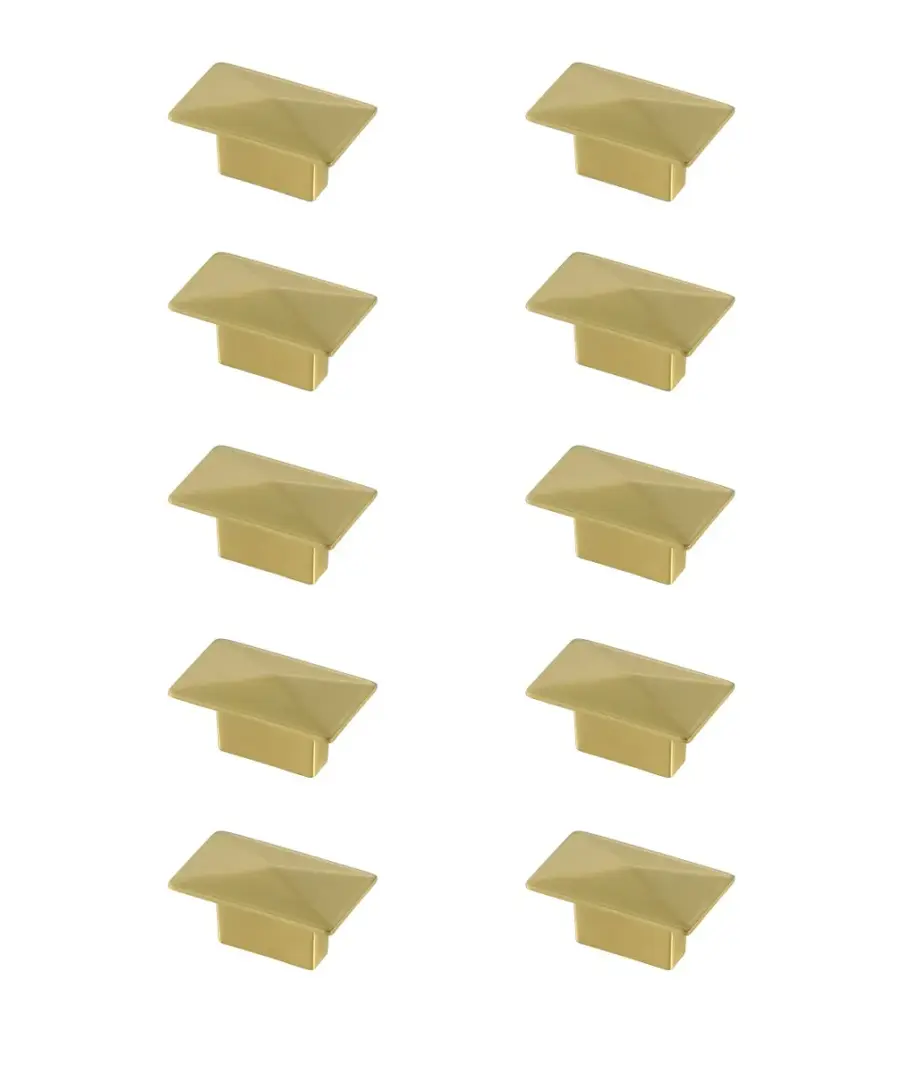Perry Rectangle Drawer Knob Multipack - Brushed Gold (Set of 10)