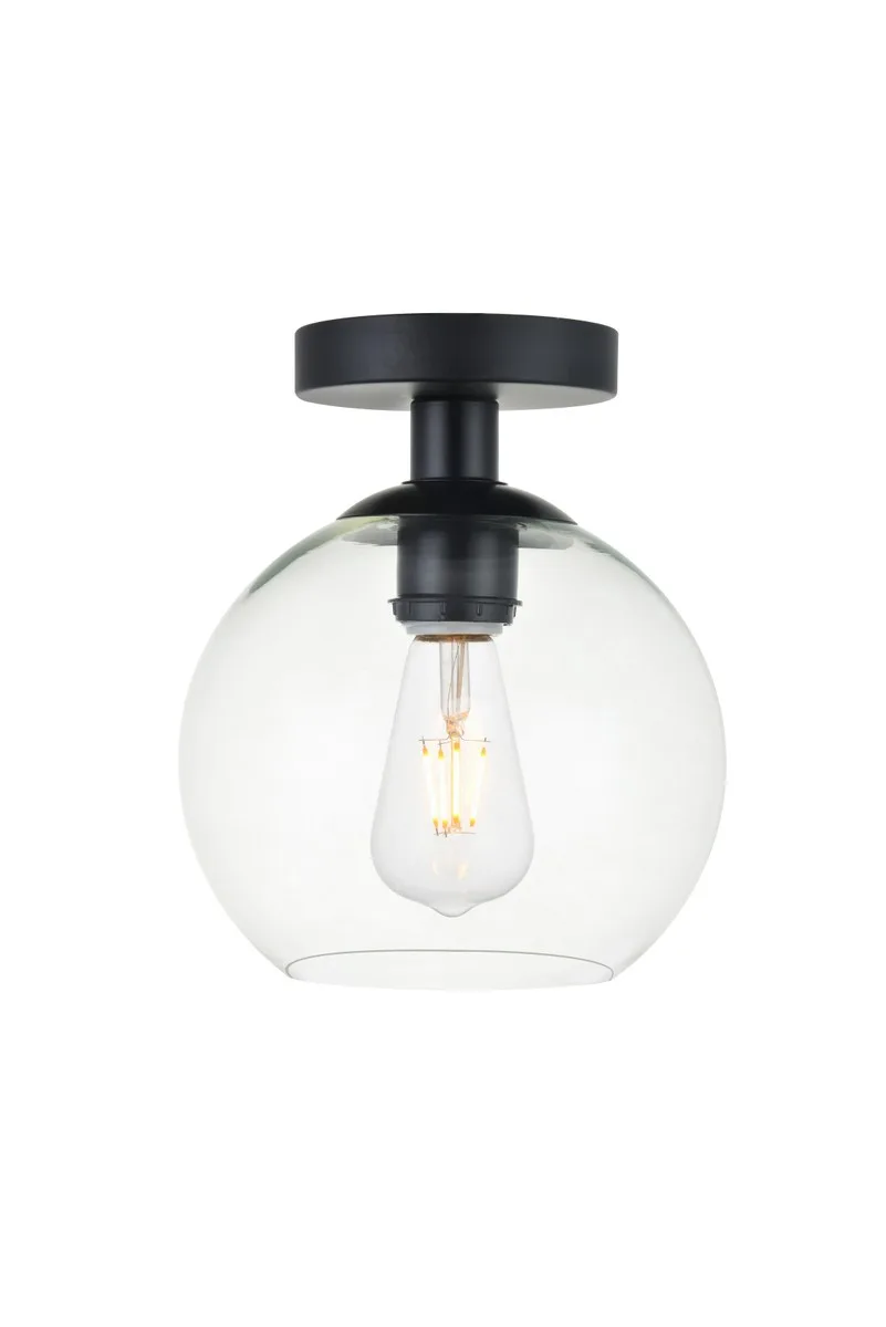 Baxter One Light Flush Mount in Black and Clear
