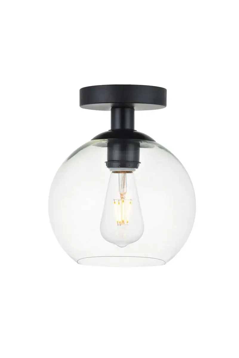 Baxter One Light Flush Mount in Black and Clear