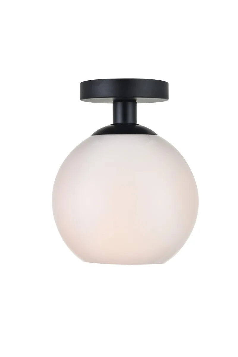Baxter One Light Flush Mount in Black and Frosted White