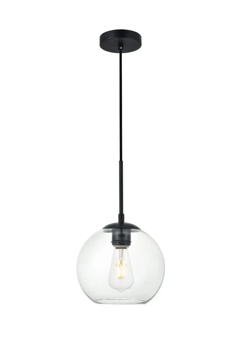 Baxter One Light Pendant in Black and Clear
