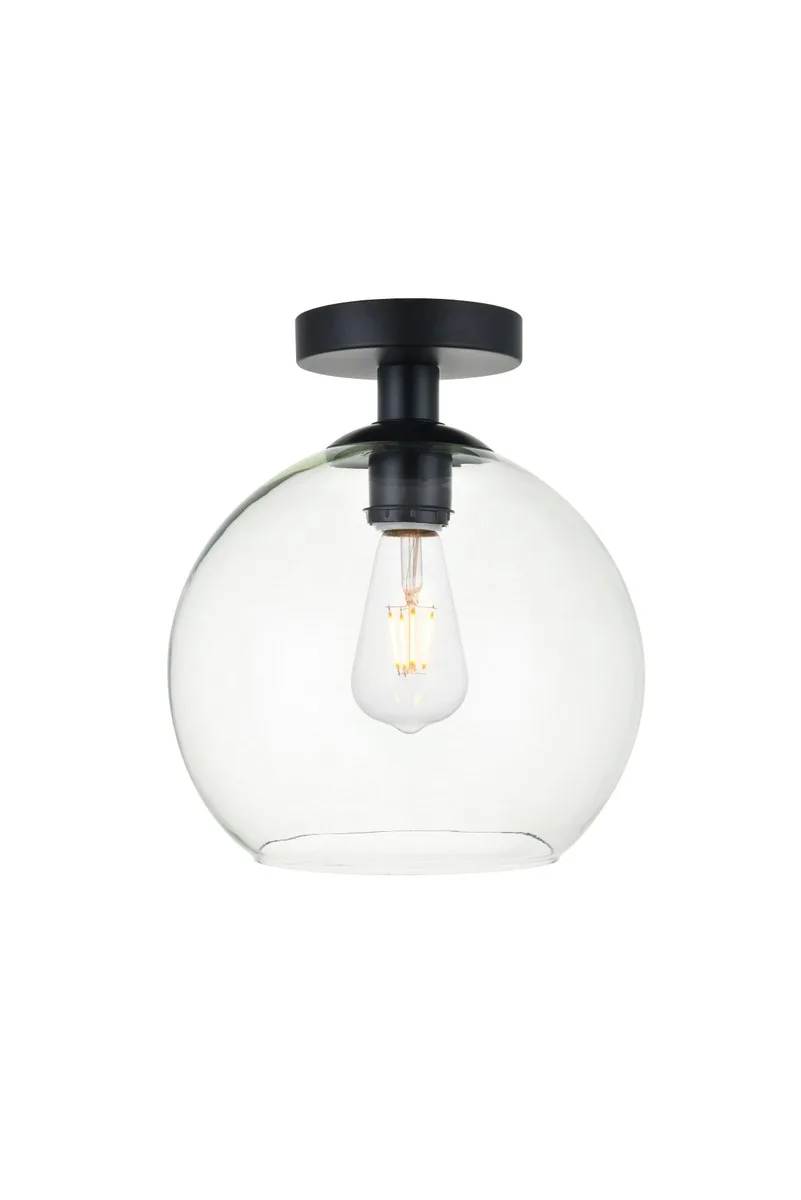Baxter One Light Flush Mount in Black and Clear