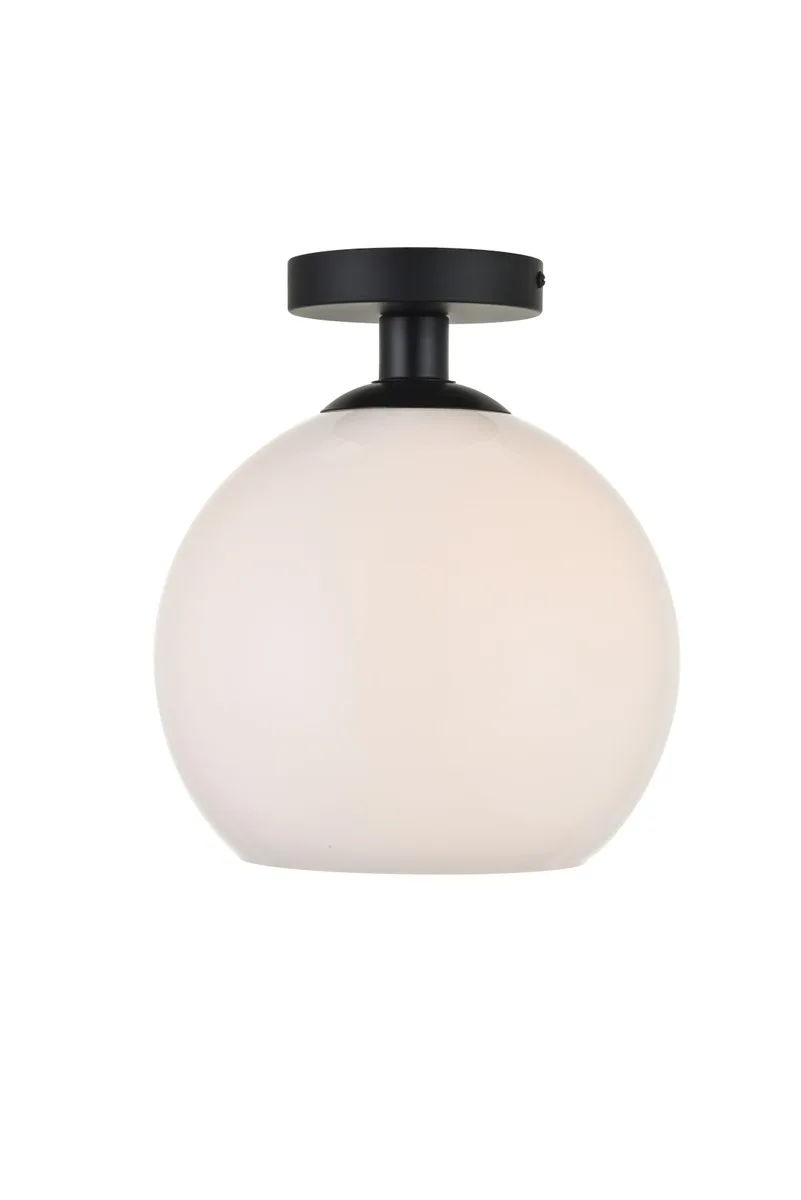 Baxter One Light Flush Mount in Black and Frosted White