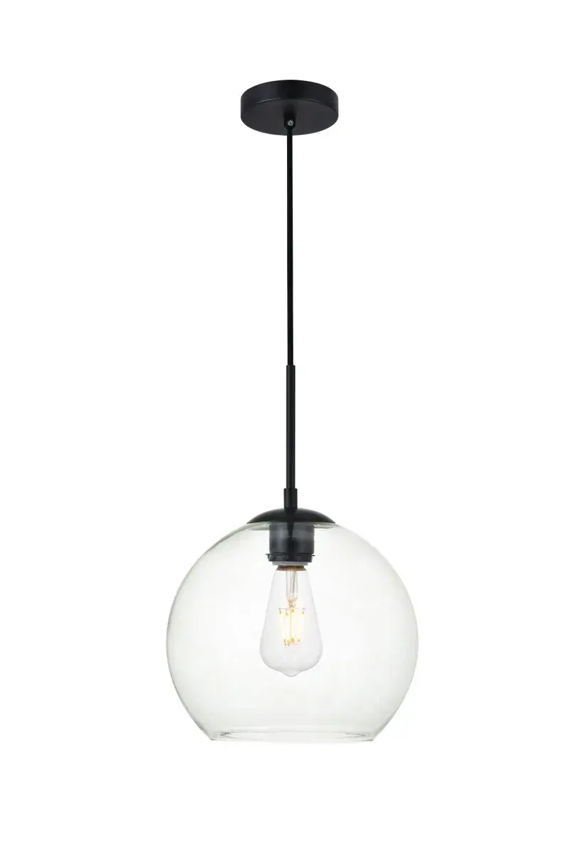 Baxter One Light Pendant in Black and Clear