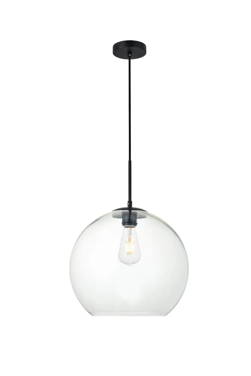 BAXTER One Light Pendant in Black and Clear