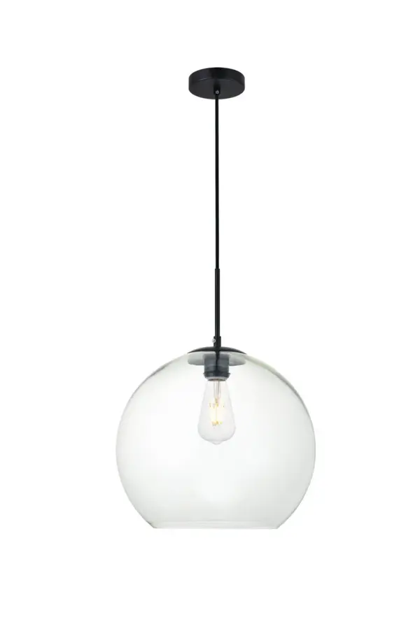 Baxter One Light Pendant in Black and Clear