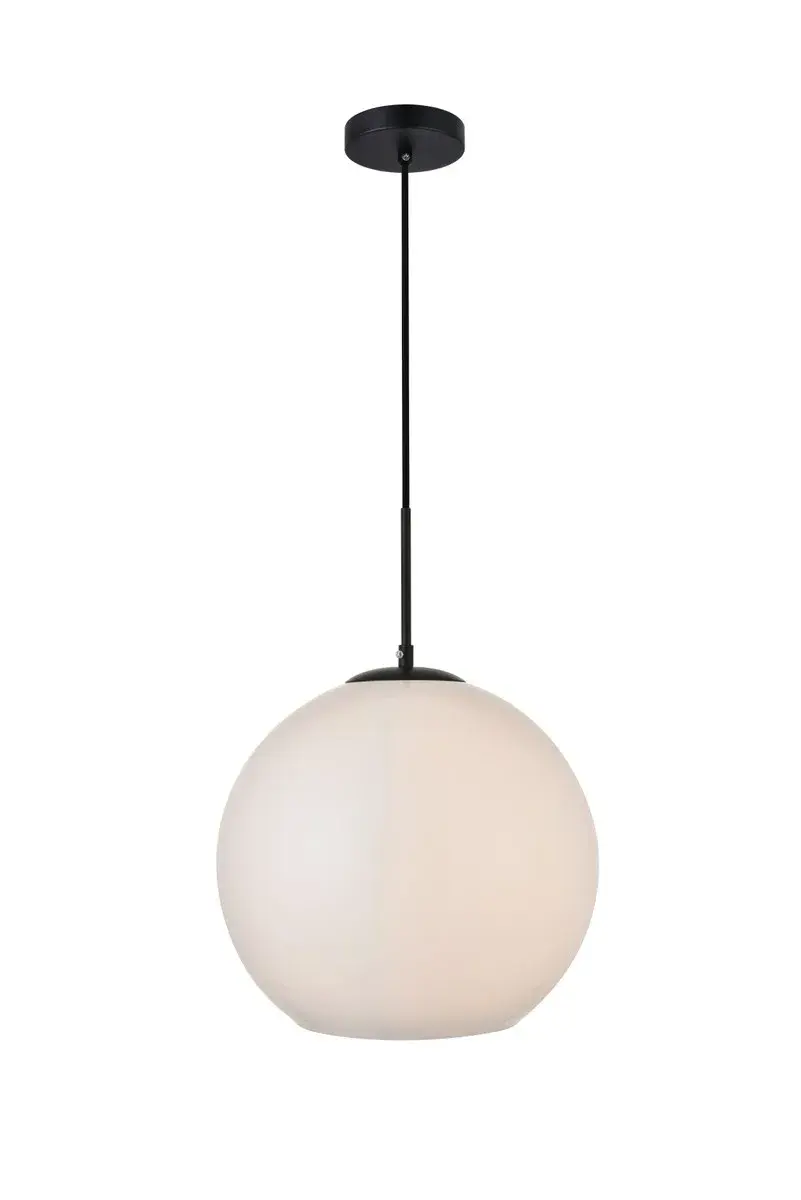 Baxter One Light Pendant in Black and Frosted White