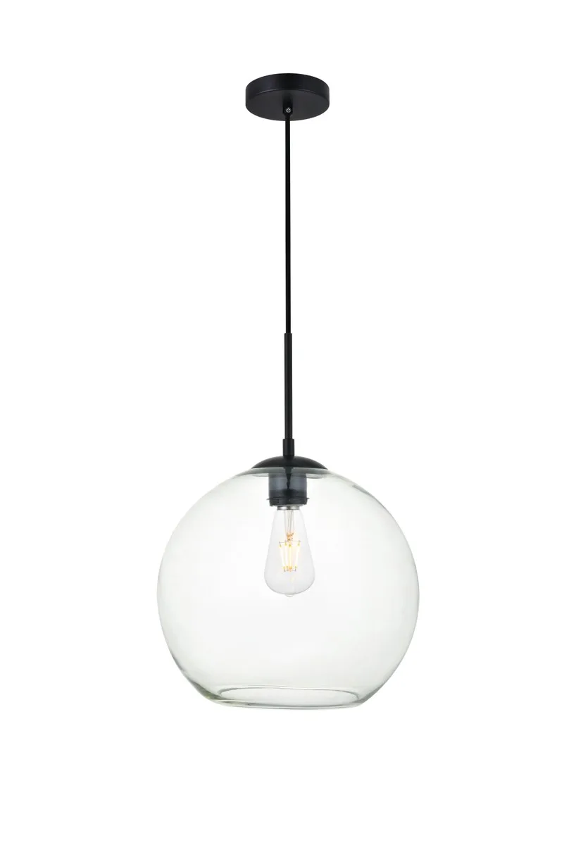 BAXTER One Light Pendant in Black and Clear