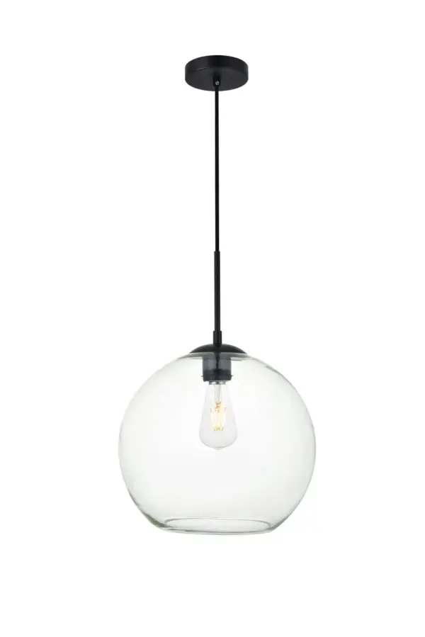 Baxter One Light Pendant in Black and Clear