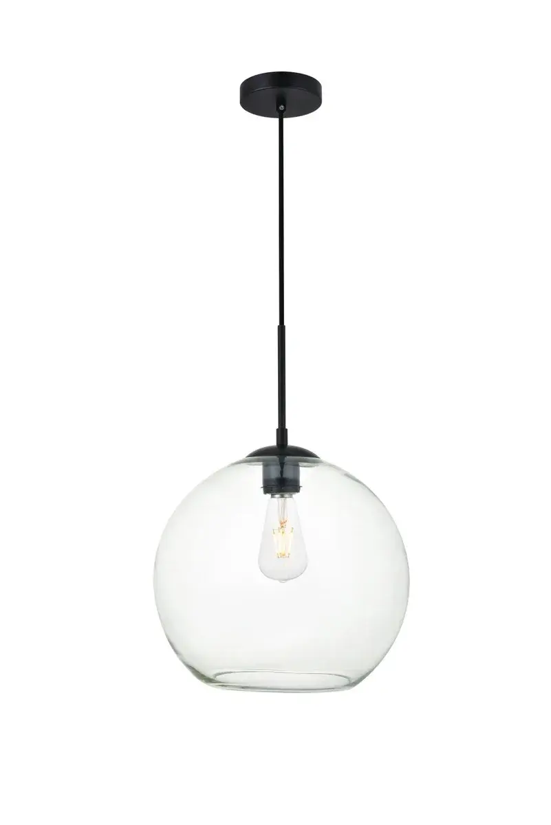 Baxter One Light Pendant in Black and Clear