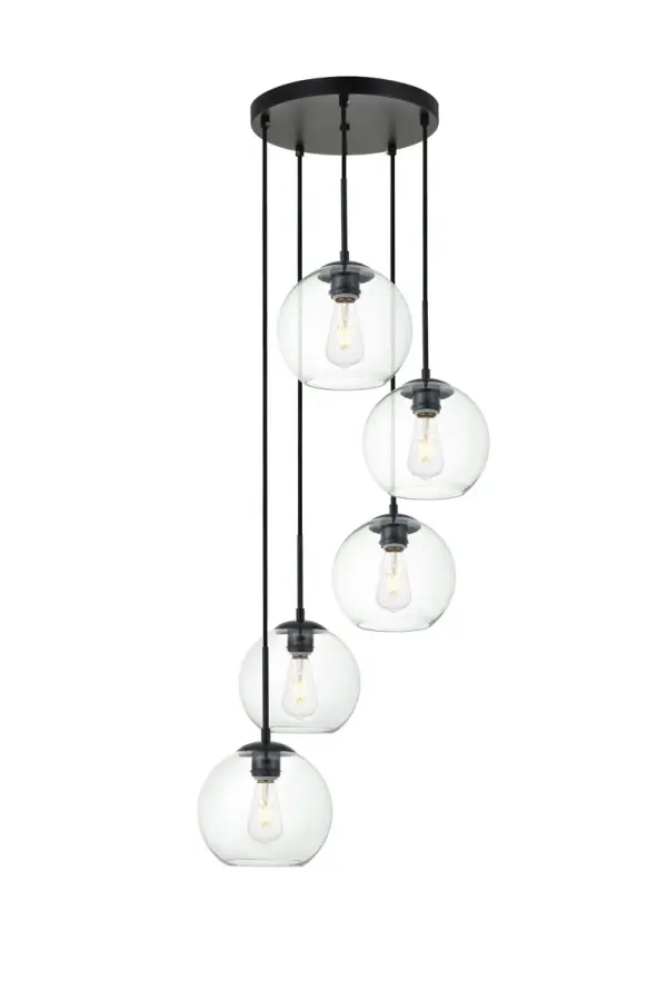 Baxter 5-Light Pendant in Black and Clear