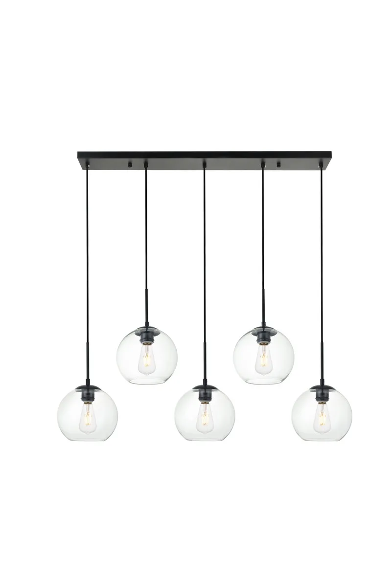 BAXTER Five Light Pendant in Black and Clear