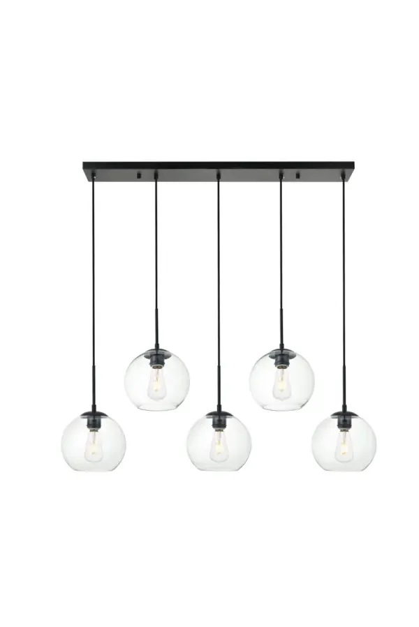 Baxter 5-Light Linear Pendant in Black with Clear Glass