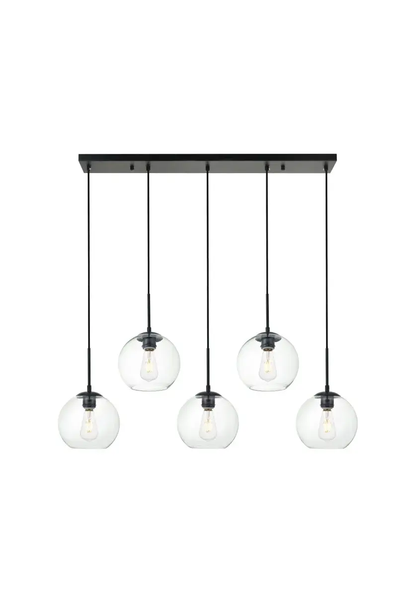 Baxter 5-Light Linear Pendant in Black with Clear Glass