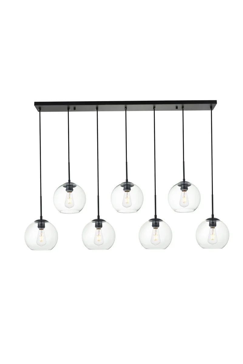 BAXTER Seven Light Pendant in Black and Clear